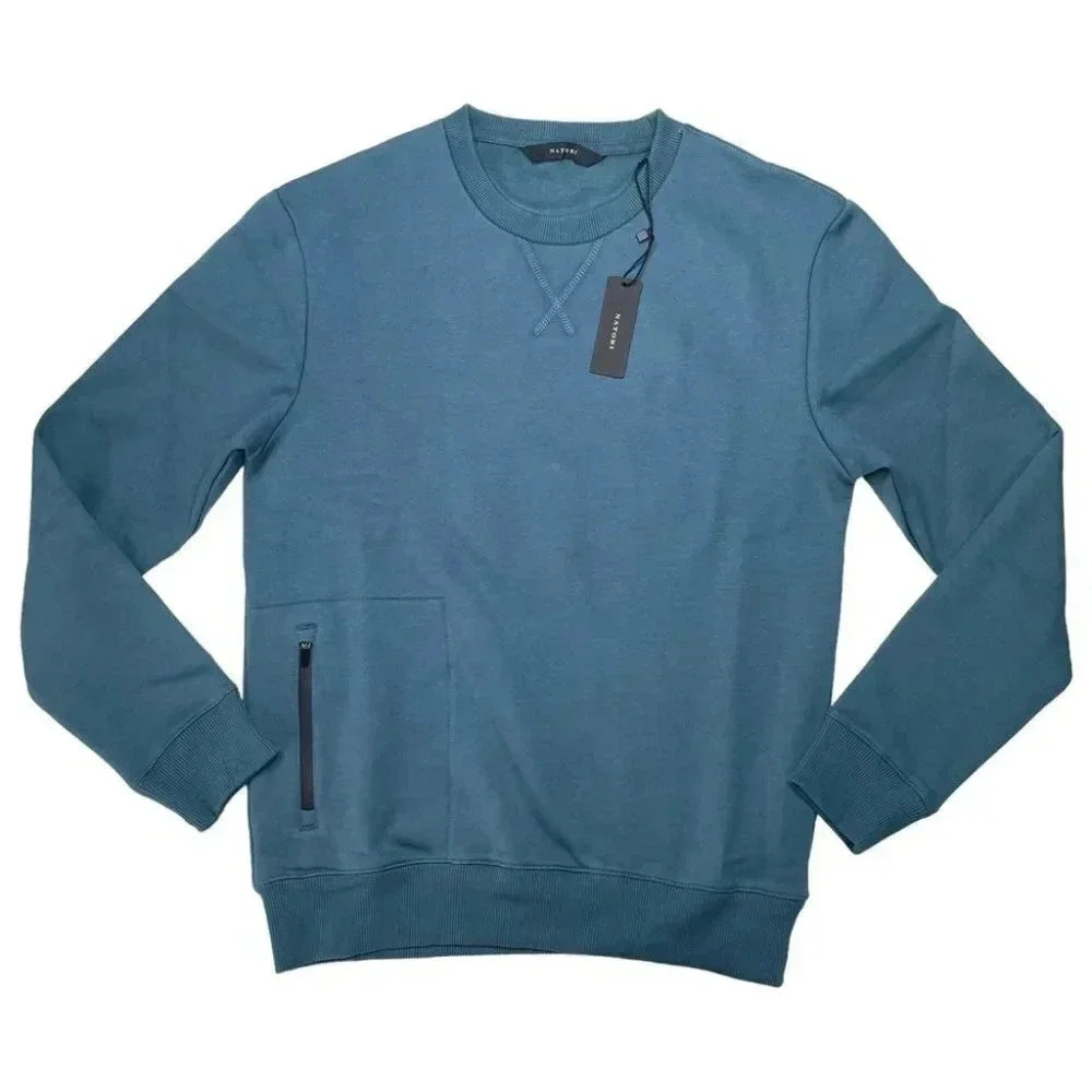 Natori Bagani Fleece Side Zip Classic Fit Crewneck Mens Sweatshirt Small